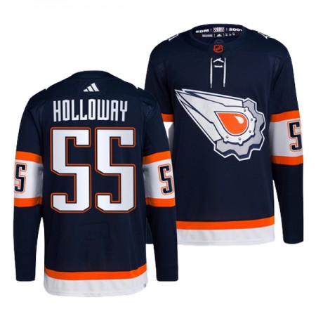 Edmonton Oilers tröja Dylan Holloway 55 Adidas 2022-23 Navy Reverse Retro 2.0 Authentic - NHL Tröjor Herr